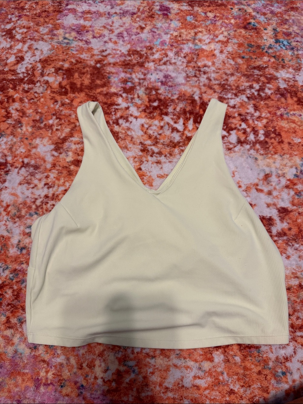 all in motion Cream Ribbed V-Neck Crop Top